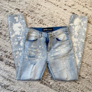 GFTD Los Angeles Paint-Splatter Distressed Jeans, Size 30